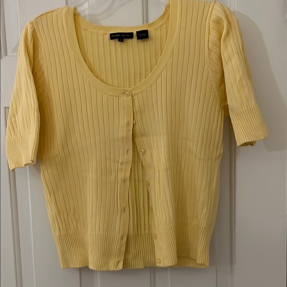 JEANNE PIERRE Sweaters - Jeanne Pierre Yellow Ribbed Cardigan Sweater L